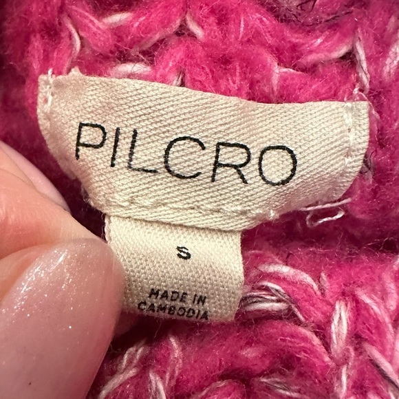 Anthropologie Pilcro Women's Sweater Chunky Knit Wool Linen Tunic Pink Slouchy - Picture 8 of 13